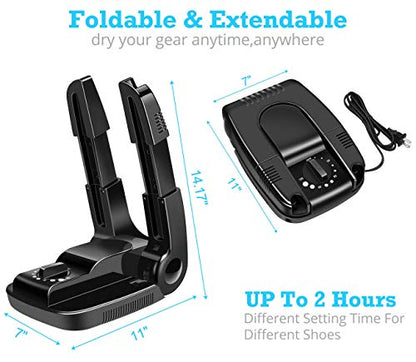Portable Electric Shoe Glove Boot Dryer Warmer with Folding and Drying Rack - color: 110v-Black, size: M