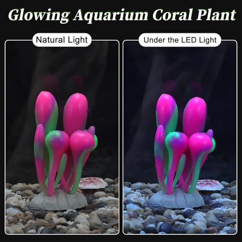 Fluorescent Aquarium Coral, Vibrant Glowing Effect, Fish Tank Decorations, Artificial Accessories, Pink