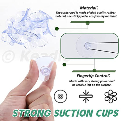 Keadic 80 Pcs 5 Sizes Rubber Clear Suction Cups Set, 2.5/3/3.5/4/4.5 CM Heavy Strength Anti-Collision Plastic Sucker Pad Without Hooks for Home Kitchen Bathroom Hanging