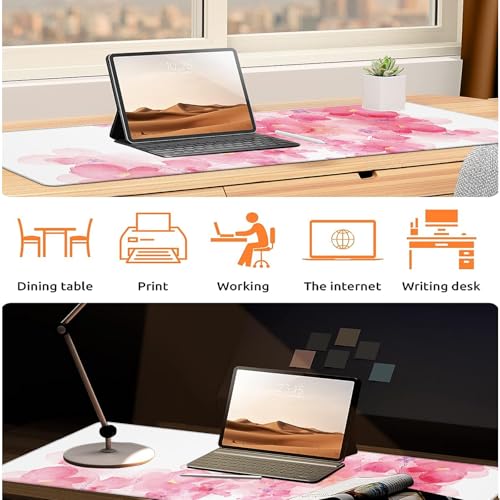 Abstract Ocean Wave Gaming Mouse Pad, Large Office Desk Mat, Anti-Slip Rubber Base Mousepad for Computer Laptop Keyboard, Smooth Desk Pad for Home Office Gamer Work Accessories 31.5" x 11.8"