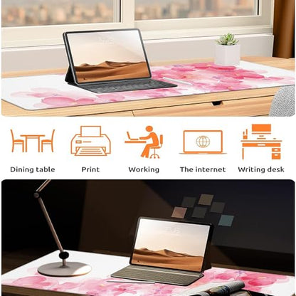 Abstract Ocean Wave Gaming Mouse Pad, Large Office Desk Mat, Anti-Slip Rubber Base Mousepad for Computer Laptop Keyboard, Smooth Desk Pad for Home Office Gamer Work Accessories 31.5" x 11.8"