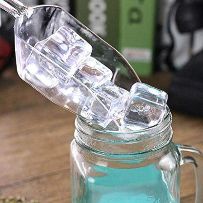 12 Pcs Mini Clear Acrylic Plastic Kitchen Scoops, 5.5" Flat Bottom Ice Scoop for Weddings, Ice, Candy Dessert Buffet, Protein Powders, Coffee, Tea