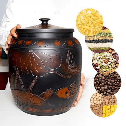 Food Storage Jar Ceramic Rice Jar with Lid 22lb 33lb 55lb Ceramic Rice Container Food Airtight Storage Jars Kitchen Sealed Jar Grain Rice Dispenser for Baking Supplies Cereal Flour Sugar(33lb) - size: 33lb