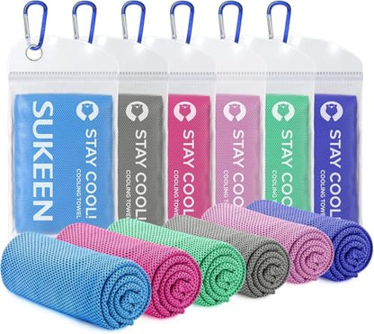 Sukeen 6 Pack Cooling Towels (40"x12") for Neck and Face, Gym Sweat Towels - color: Sky Blue/Rose Red/Emerald Green/Dark Gray/Lavender/Royal Blue