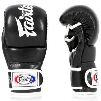 Fairtex FGV18 MMA Boxing Gloves, Leather Muay Thai Martial Arts Training - color: Black, size: Large