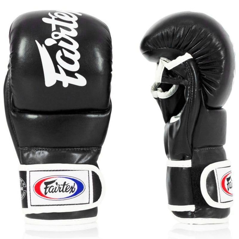 Fairtex FGV18 MMA Boxing Gloves, Leather Muay Thai Martial Arts Training - color: Black, size: X-Large