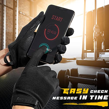 FREETOO Full-Finger Workout Gloves for Men, Padded Gym Gloves with Grip - size: Small