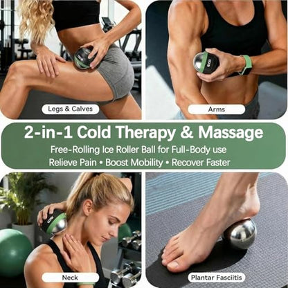 iECO Massage Ice Roller Ball Cold & Heat Therapy Plantar Fasciitis Roller - color: Black & Green