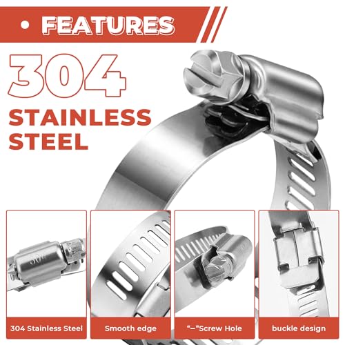 36 Pack 5/8"-1" Worm Gear Hose Clamps, Adjustable Range 16-25mm, 304 Hose Clamps Stainless Steel, for Pipe Plumbing Automotive And Mechanical Application - size: 36 Pack 5/8'' - 1'', style: 36 Pack