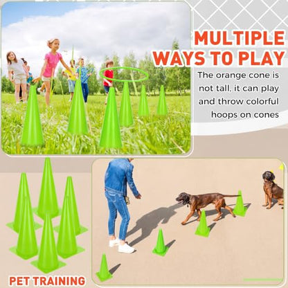 Reginary 12 Pcs 15 Inch Traffic Safety Cone for Sports, Parking - color: Green