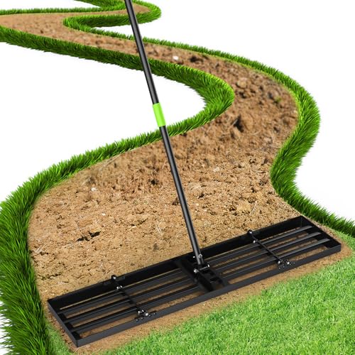 GARDTECH 36×10 Anti-Flip Lawn Leveling Rake,76” Adjustable Handle | Heavy Duty Stainless Steel,2mm Plate, for Topdressing, Sandbox, Garden Beds, Lawn Repair,Dog Spots - size: 36''x10''