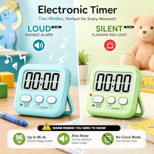Antonki 2 Pack Digital Timer for Kids Classroom Kitchen Timers for Cooking - color: 2 * Amazing Macaron ( 98%+choice for Kids )