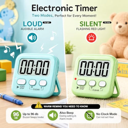 Antonki 2 Pack Digital Timer for Kids Classroom Kitchen Timers for Cooking - color: 2 * Amazing Macaron ( 98%+choice for Kids )