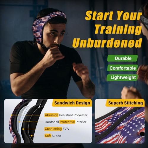 Trymaker Wrestling Headgear, Youth Wrestling Head Gear with Chin Cup | Two Size, Sorf Ear Guard, Sandwich Layer Design, Lightweight, MMA, Jiu-Jitsu, BJJ - size: L (21 1/4" - 25 1/4"), style: Blue