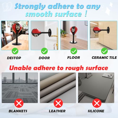 HZG Desktop Punching Bag, Stress Buster with Suction Cup for Office Table and Counters, Heavy Duty Stress Relief Ball, Desk Boxing Punch Ball, Funny Toys for Kids Coworkers and Friends - color: red