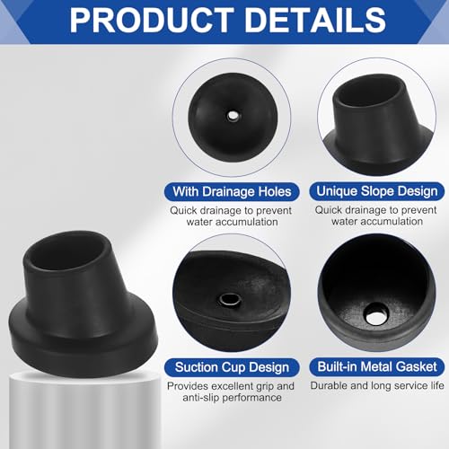 uxcell 4Pcs Replacement Feet for Shower Chair Bath Seat, 1" ID Heavy Duty Non Slip Slope Rubber Suction Cup Feet, Chair Leg Caps for Shower Stools and Transfer Bench, Black