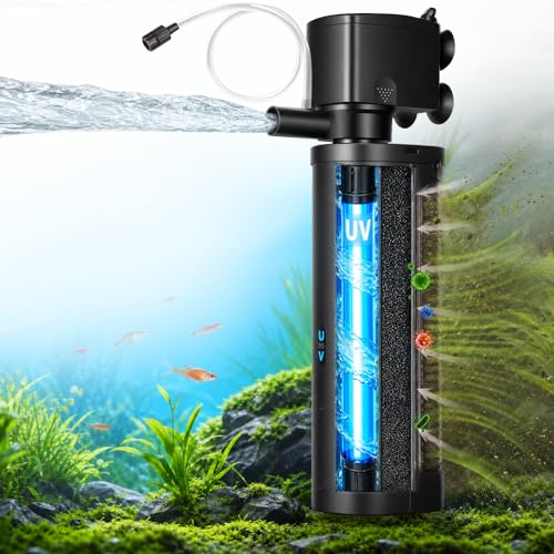 Aquarium Filter U-Very Suitable for 75-300 Gallon Tank, 500GPH Fish Tank Filters for Green Control, Internal Submersible Pump for Turtle Tank, Small Pond, Pool Filter, Cold Plunge Ice Bath Hot Tub - size: CTUV-H10F (75-300Gallon)