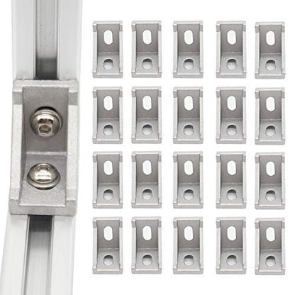 20Pcs 1" x 1" 1010 Series Aluminum Extrusion Profiles Fastener T-Solt Connector for 10 Series Extrusion - style: 20 pcs only bracket