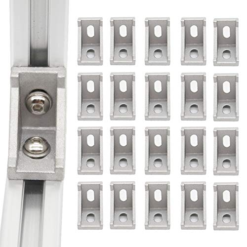 20Pcs 1" x 1" 1010 Series Aluminum Extrusion Profiles Fastener T-Solt Connector for 10 Series Extrusion - style: 20 pcs only bracket