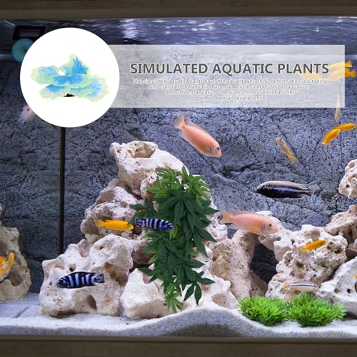 POPETPOP Artificial Aquarium Plants Decorative Aquatic Grass Model Blue Silicone Water Grass Ornament Fish Tank Micro Landscape Decor for Freshwater and Saltwater Tanks