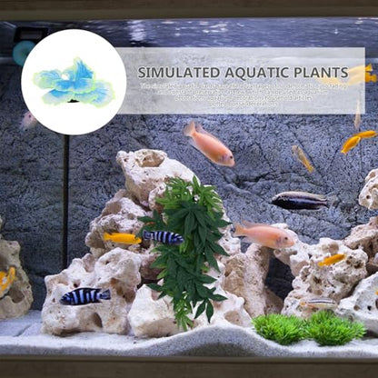 TEHAUX Artificial Aquatic Leaf Blue Silicone Fish Tank Decor Aquarium Water Decoration for Freshwater Tanks and Betta Fish