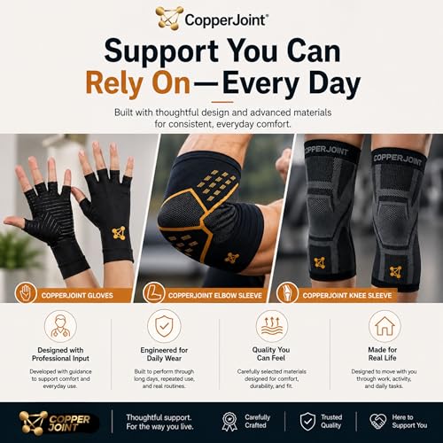 CopperJoint Compression Wrist Sleeve – Copper Hand Brace, Copper Wrist Compression Sleeve, Weight Lifting Wrist Support Brace, Hand Support for Sore Muscles, Yoga, Bowling, Sports - 1 Pair XL | Moisture-Wicking Fabric, Breathable Fit, Odor Control, Weight