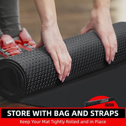 GymCope Large Exercise Mat for Home Workouts, 12x6/10x6/9x6/8x6/7x5/6x4 ft - color: 12'x6'Black