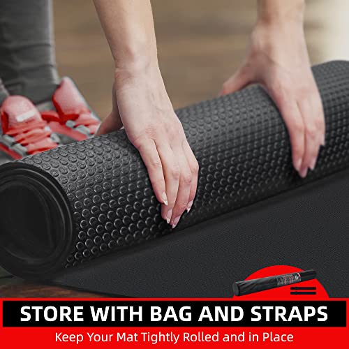 GymCope Large Exercise Mat for Home Workouts, 12x6/10x6/9x6/8x6/7x5/6x4 ft - color: 8'*6'Black