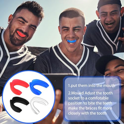 4 Pcs Sports Mouth Guards Sports Athletic Mouthpiece Teeth Shield | Adults Junior, Protection, for Boxing MMA, Basketball Football, Hockey Karate Taekwondo, Judo Martial Arts