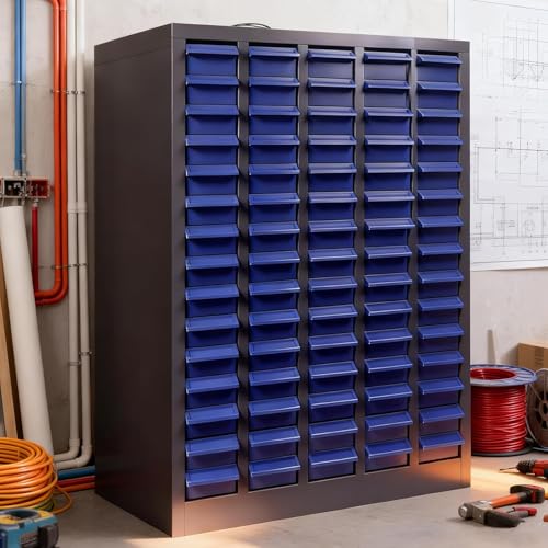 75 Drawer Heavy Duty Parts Cabinet, Stainless Steel Frame|ABS Drawers with Labels/Divider, 550Lbs Nut Bolt Screw Organizer for Workshop, Garage, Hardware Storage - size: Parts Cabinet：26" X 9" X35 inch