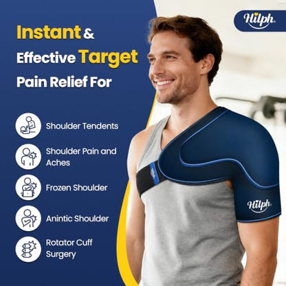 Hilph 3D Double-Layer Gel Shoulder Ice Pack Wrap Rotator Cuff Cold Therapy - size: Large