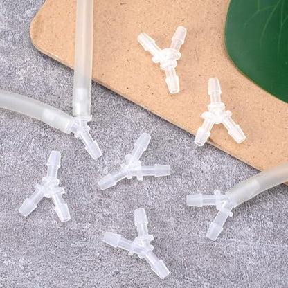 4 Pcs Plastic Hose Splitter, Y Shaped 3 Way Plastic Tubing Joint Splicer for Oxygen Tubing Pipe Household Fuel Gas Liquid Air (1/8") - size: 1/8" (4 Pcs)