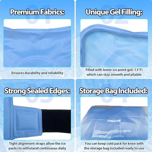 Ice Packs for Injuries Reusable Knee Gel Ice Pack Wrap for Swelling Blue | Pliable Low-Freeze Gel, Multi-Joint Pain Relief, Hands-Free Secure Strap, Accelerated Recovery Tool, Large - color: 1pc Knee Ice Wrap-blue