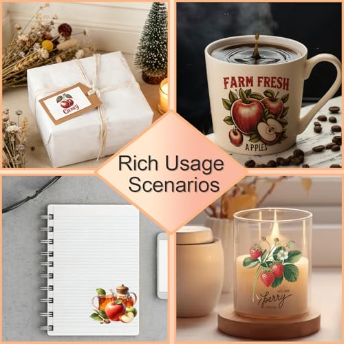 4 PCS Vintage Fruit UV DTF Cup Wraps, Waterproof Transfer Stickers for Tumblers and Mugs, Durable Rub-on Decals for Smooth and Flat Surfaces - style: vintage fruit
