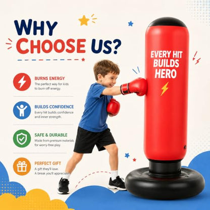 Punching Bag for Kids, 47-in Inflatable Toddlers Punching Bag