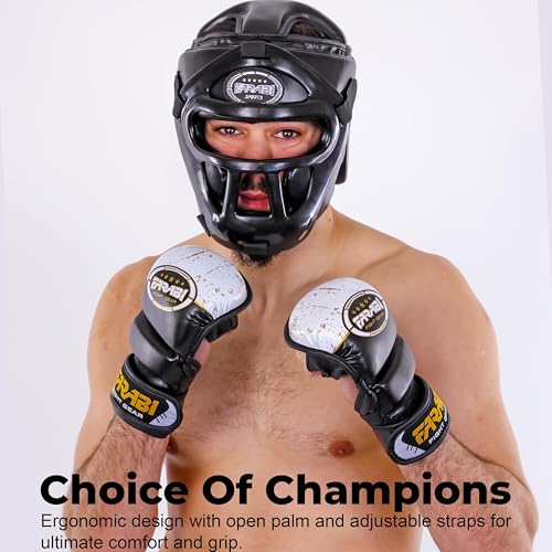 Farabi Sports MMA Gloves with Adjustable Wrist Support Open Palm Sparring Boxing Gloves Ideal for Muay Thai, Cage Fighting, Combat Sports & MMA Training Gloves for Men and Women - size: Large-X-Large