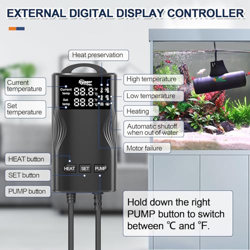 hygger Aquarium Heater with Upgrade Water Circulatio,Submersible Fish Tank Water Heater Digital Display,Auto Temperature Control for Freshwater Saltwater Safety Shut-Off Protection (300W,40~80Gal) - size: 300W,40~80Gal