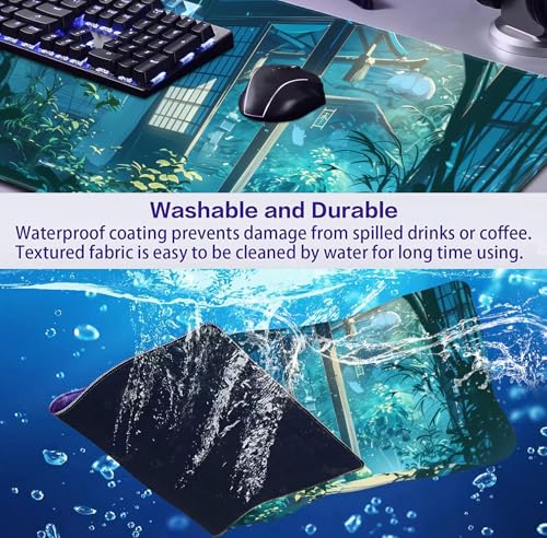Tropical Plants XL Extended Gaming Keyboard Pad Computer Non Slip Mouse Pad | The Surface Of The Mouse Pad Is Designed With Fiber Woven Material, And The Base Is Made Of Natural Anti Slip Rubber. - color: Tropical Plants