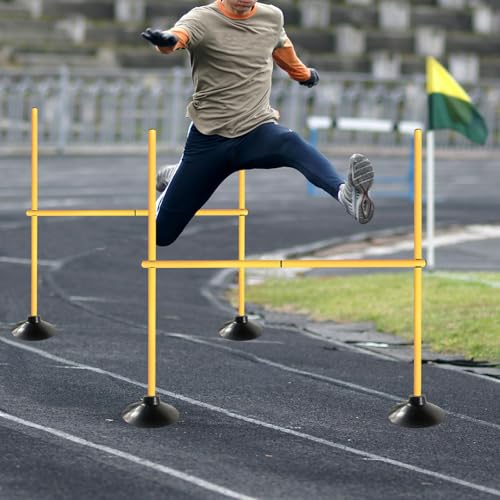 TNZMART 4.9 FT Adjustable Agility Hurdles Poles for Soccer Football Speed Training Equipment Track and Field - style: 3 groups