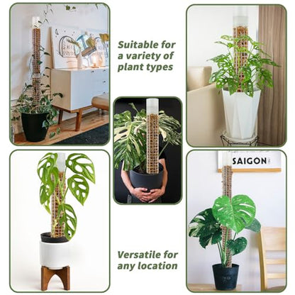 Moss Pole 17.4 inch, 2 Pack Monstera Plant Support, Plastic Self-Watering, Stackable Design - Ideal for Medium to Large Plants