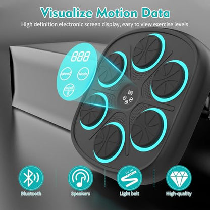 Music Boxing Machine, Wall Mounted Punching Bag with Bluetooth - color: Black