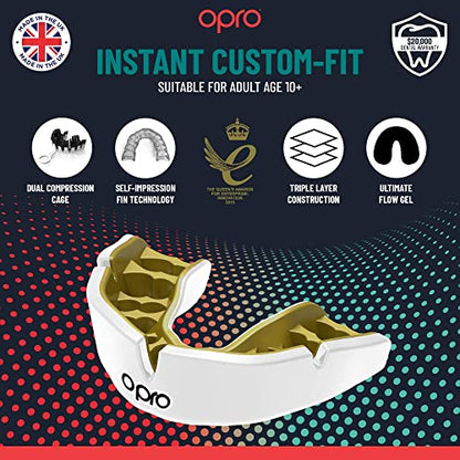 OPRO Instant Custom-Fit Mouthguard – Dentist Level Gum Shield Adult and Kids – OPRO Mouth Guard Boxing and MMA, Self-Fit Gum Shield Rugby – Maximum Protection with Dental Warranty (Black/White/Silver) - color: Usa Flag, size: Adult (10+)