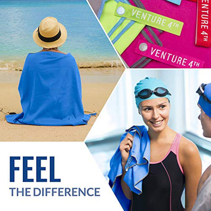 VENTURE 4TH Quick Dry Travel Towel, Ultra Soft Microfiber - 3 Sizes - color: Navy Gray, size: 40.00" x 21.00"