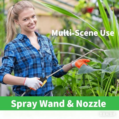 Universal Replacement Sprayer Wand, Stainless Steel with Shut Off Valve, Metal Finish, 1/4" & 3/8" Brass Fittings, Garden Spray Nozzle Set with Hose Clamps & Teflon Tape (44'' Sprayer Wand) - style: 44'' Sprayer Wand