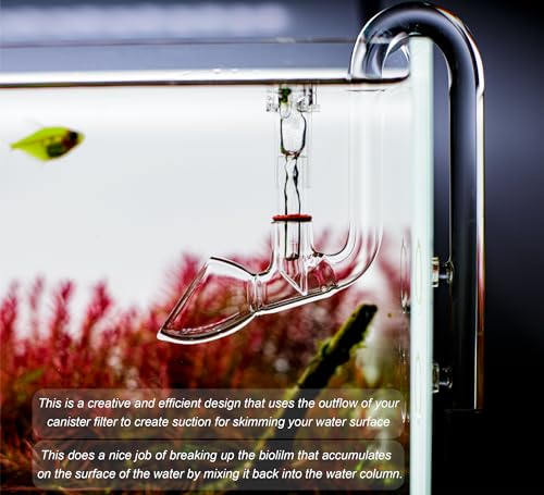 Aquarium Glass Lily Pipe,Unique Outflow Surface Skimmer.Ideal for Rimless Aquarium,1/2''(12/16mm) Tubing,C-Type Outflow 13mm/Standard.Item No.1321C.