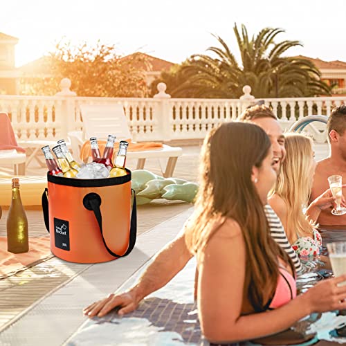Tessco for you 3 Pcs 5 Gallon Bucket Collapsible Foldable Bucket with Handle for Beach Camping Fishing to Hold Water Folding Container Carry Bag Portable Fold up Lightweight - color: Blue