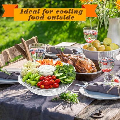 1 Set 11.8" Chilled Serving Tray for Parties with Compartments Ice Chilled Party Platter Charcuterie Serving Board Cold Dish Dip for Fruit Seafood Vegetable Shrimp Cocktail (Natural)