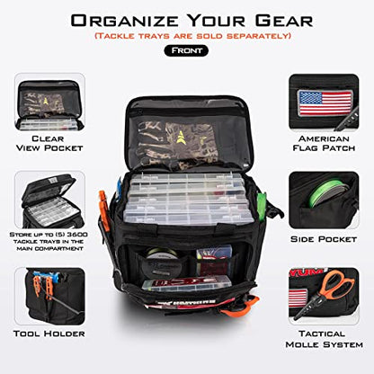 KastKing Fishing Tackle Bags - Saltwater & Freshwater Fishing Bags - Water Resistant, Padded Shoulder Strap - Gear Storage - color: Black-Medium, size: Medium