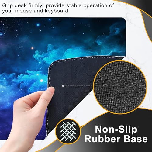 Desk Mat, Blue Purple Clouds Stars Galaxies Large Extended Gaming Mouse Pad,Waterproof Non-Slip Rubber Base and Stitched Edges Desk Pad for Work Game Office Home 35.4x15.7in - color: Colour11