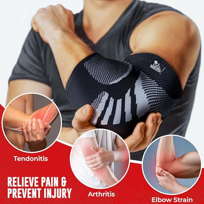 Nordic Lifting Elbow Compression Sleeves for Weightlifting and Fitness - size: Medium